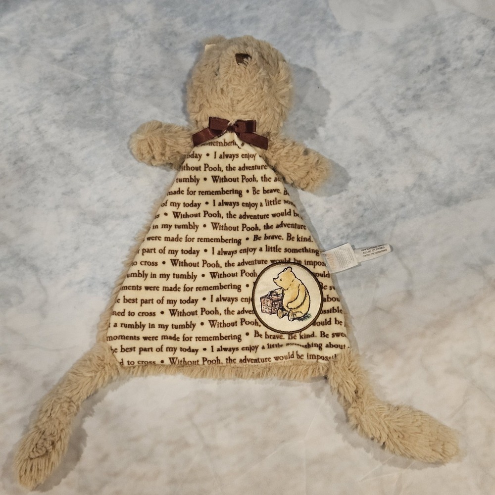 Disney Baby Classic Winnie The Pooh Lovey Security Blanket Plush Flat Bear